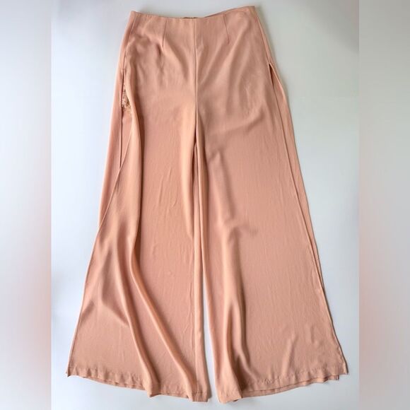 Noreen Phillips Couturiere Pants - Noreen Phillips Couturiere Split Leg Beachy Wide Leg Pants w/ Lace Liner S